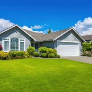 Suburban Home with Lush Green Lawn